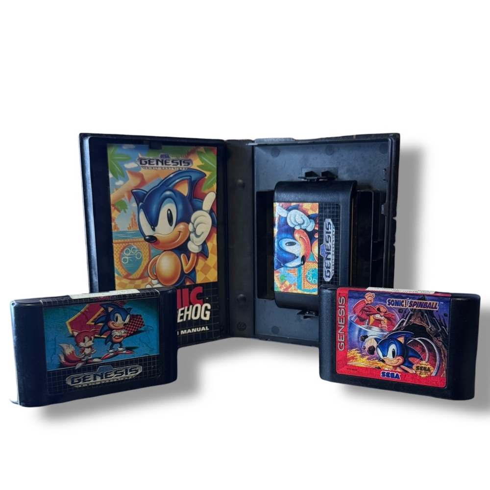 Sega Genesis Sonic The Hedge Hog Games Lot Of 3 One Case 2 WO Case VTG